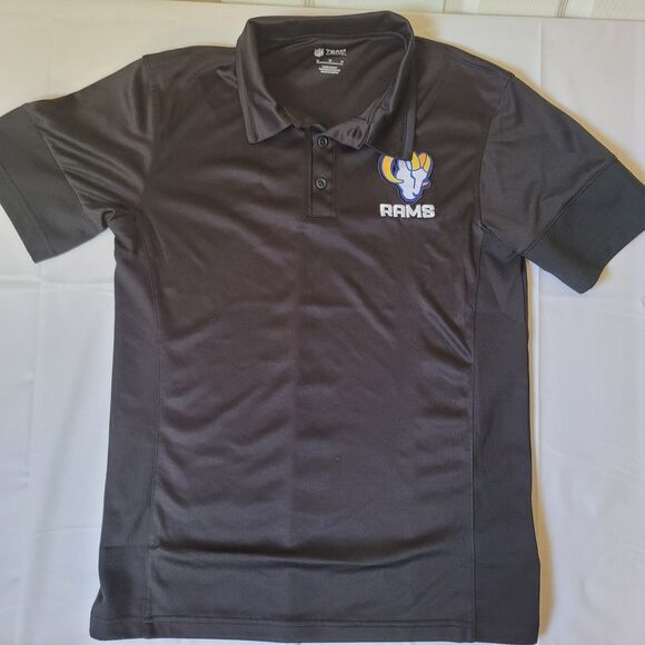 Los Angeles Rams Polo Shirt Men’s Medium NFL Team Apparel Black Golf Polo - Picture 1 of 9